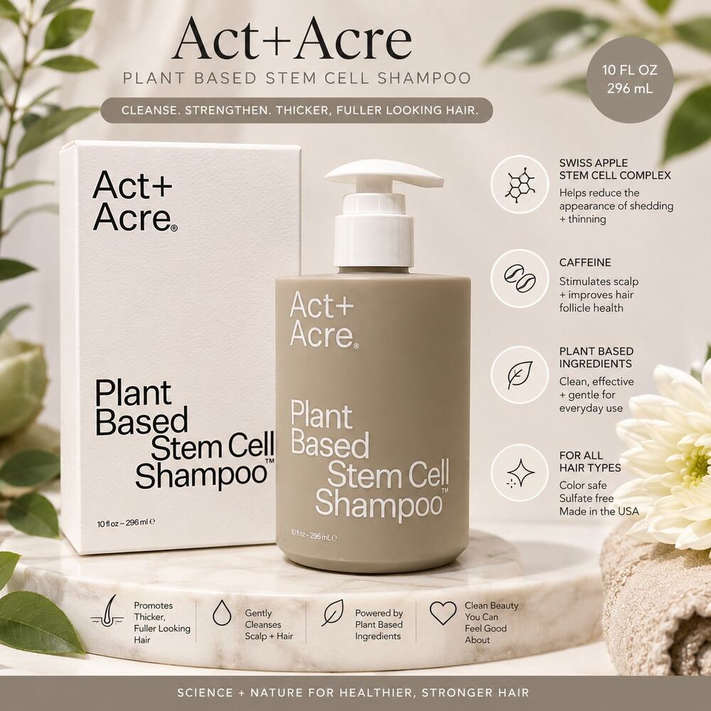 Act+Acre Plant Based Stem Cell Shampoo 10 oz NEW